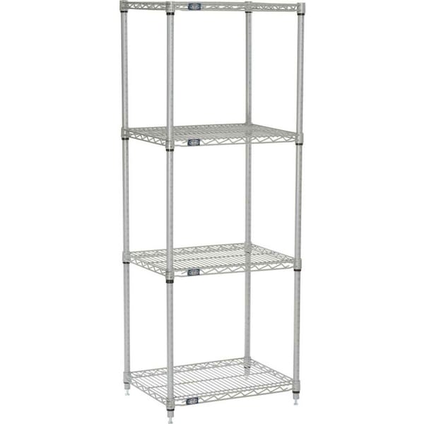 Nexel 5 Tier Silver Epoxy Wire Shelving Starter Unit, 24W x 24D x 86H 24248EP5 - main
